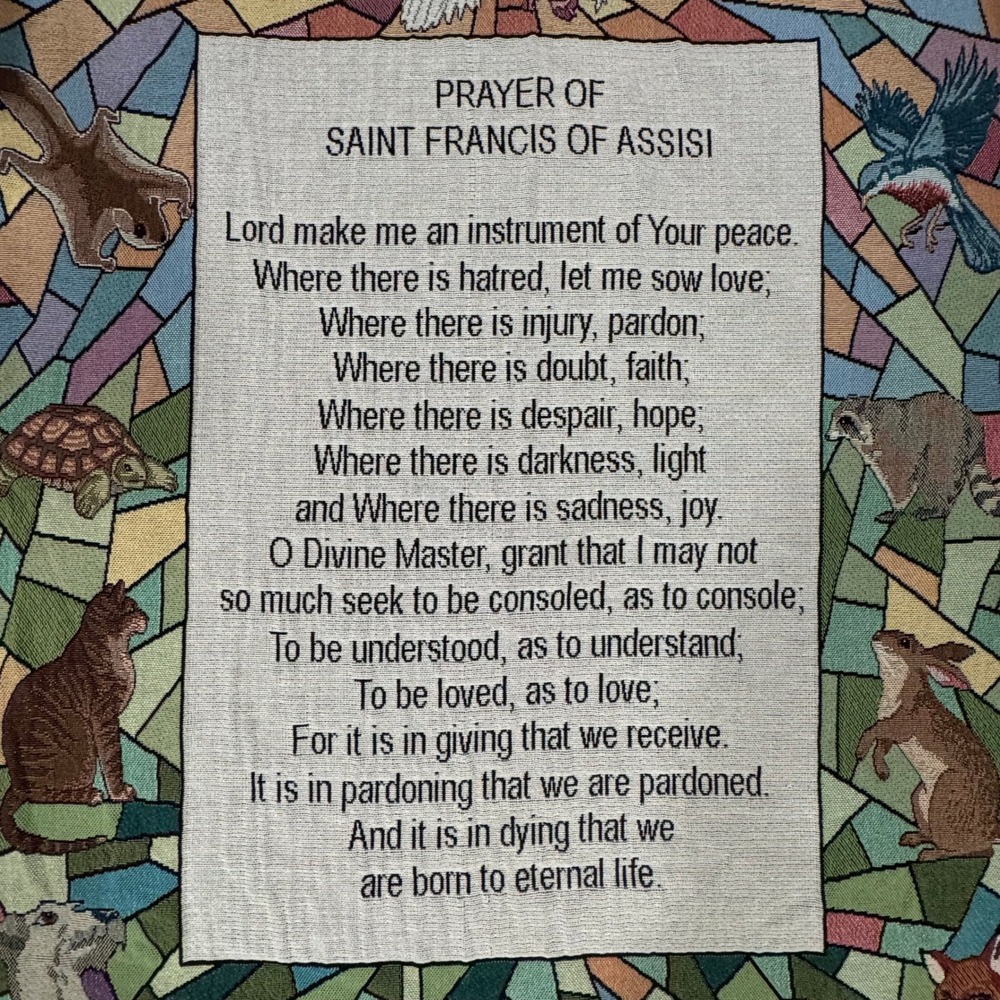 Prayer of Saint Francis Woven Throw‎ Blanket Animals Dove Tapestry Pure Weavers - Picture 11 of 12